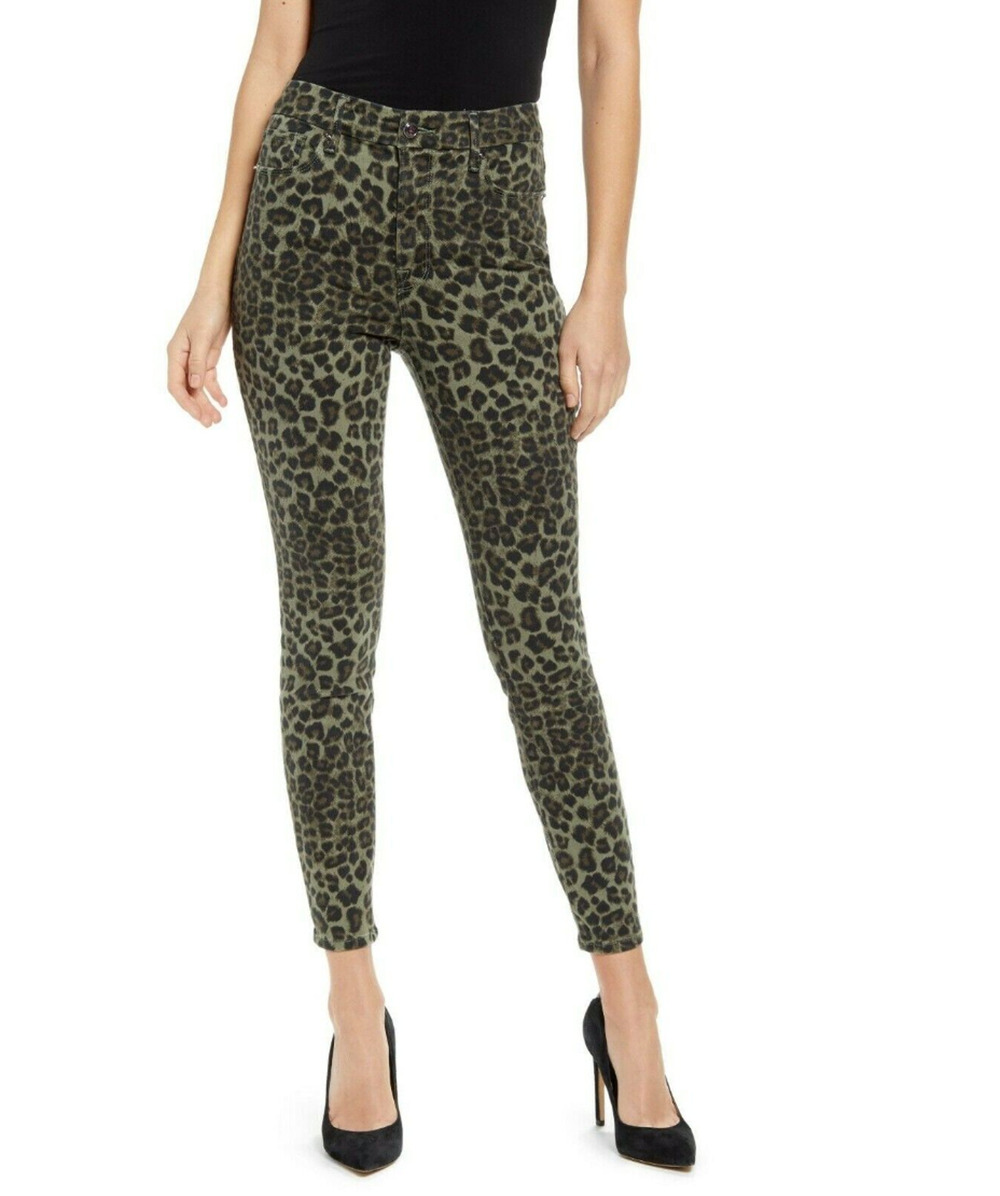 GOOD AMERICAN NWT Good Waist Crop in Sage Leopard Animal Print // 6